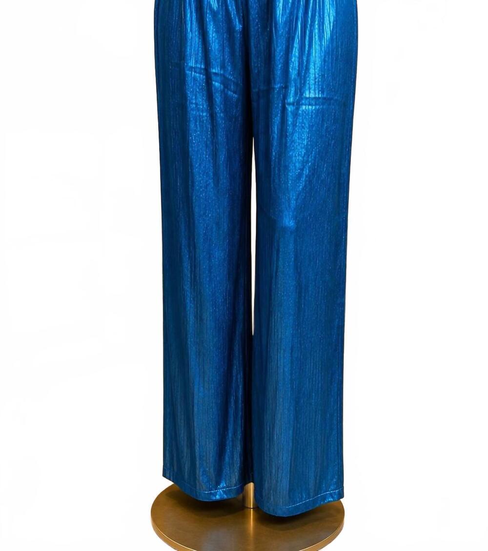NEW EESOME women's silken high-rise wide leg pants in blue
